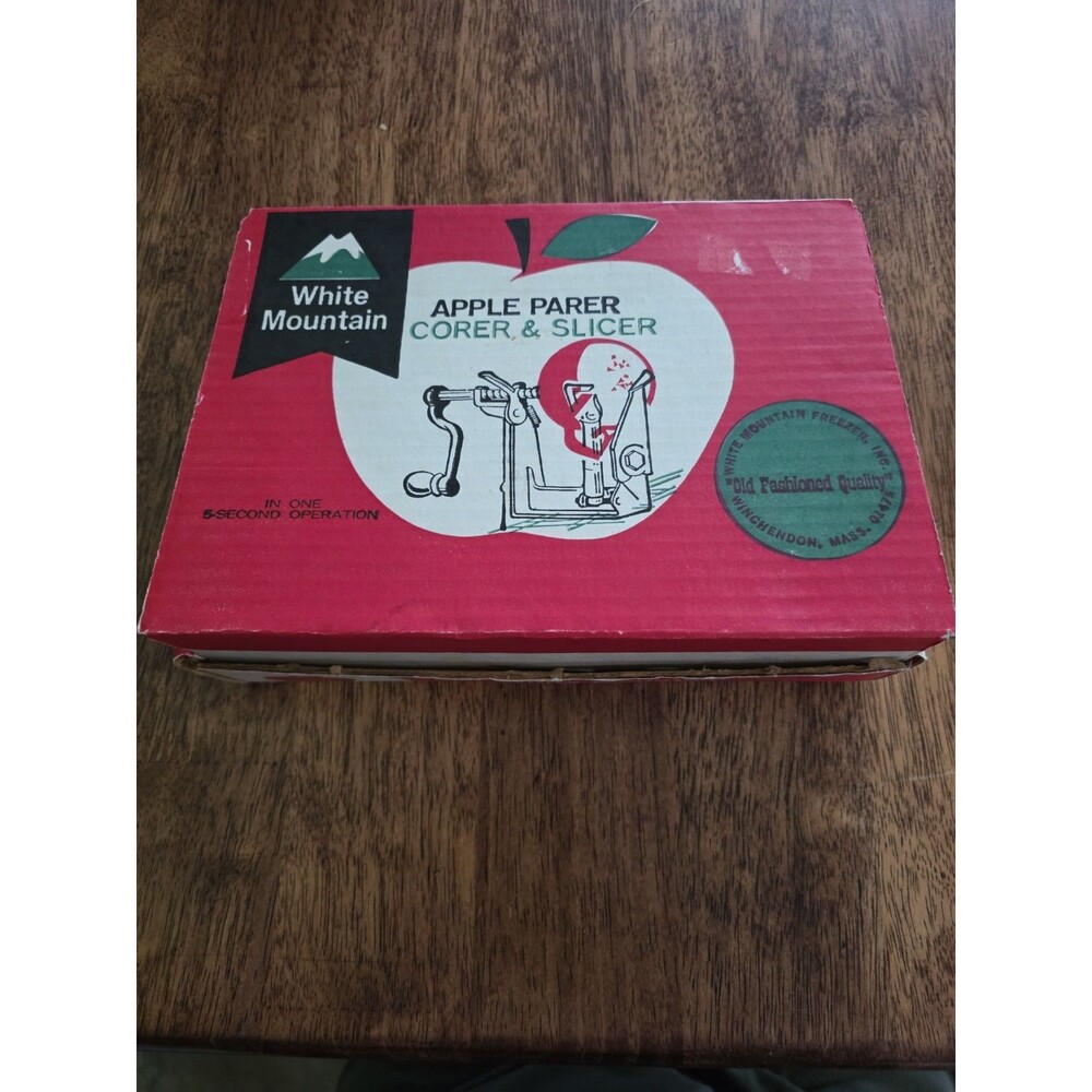 Vintage White Mountain Apple Peeler Parer Corer Slicer With Box And Instructions